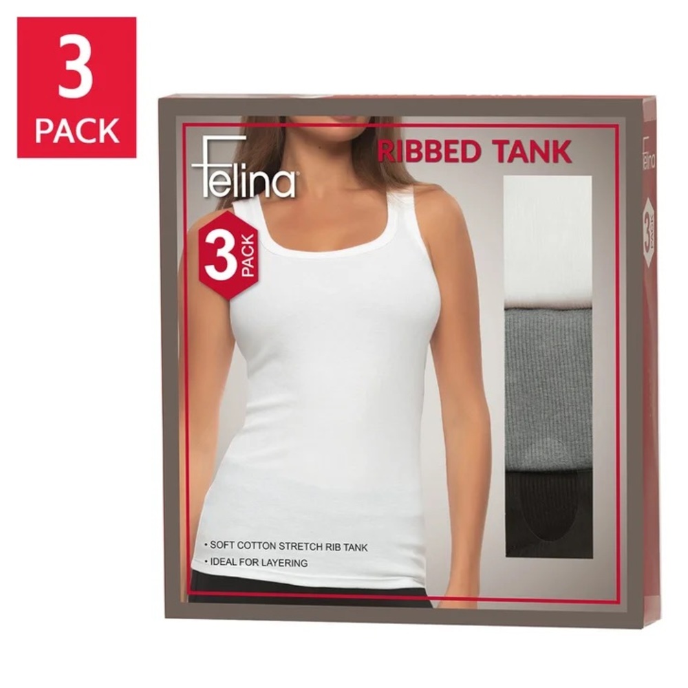 Felina Women's Ribbed Tank, 3-pack